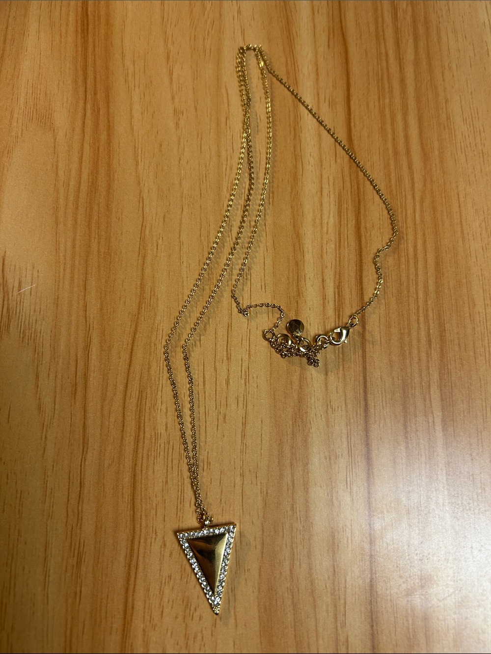 Gold Triangle Pendant Necklace with Crystal Accents